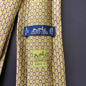 Hermes “good luck” silk tie with horseshoes
